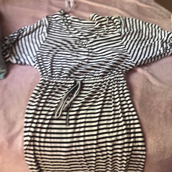 Brand new without tags striped Calvin Klein cinch waist T-shirt dress XB - Picture 1 of 7